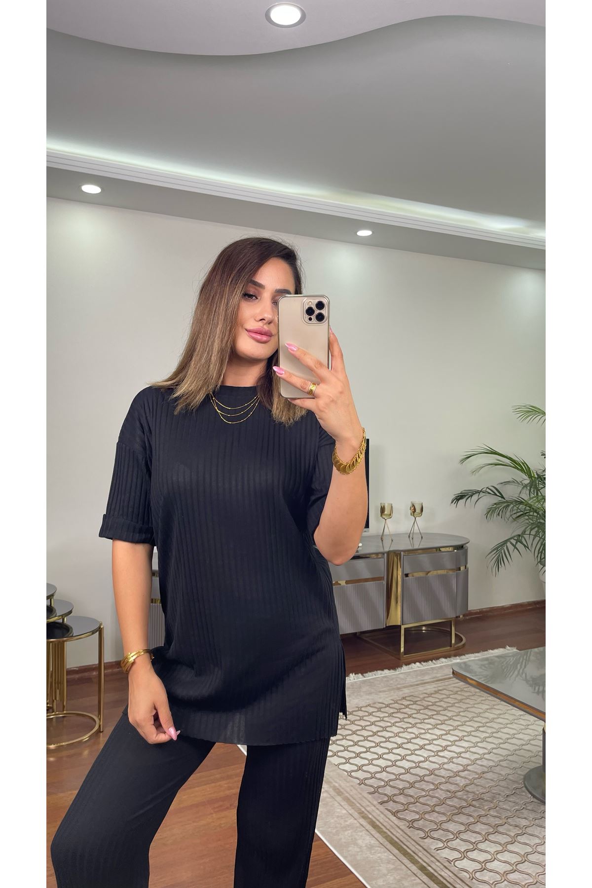 fitilli takım- siyah