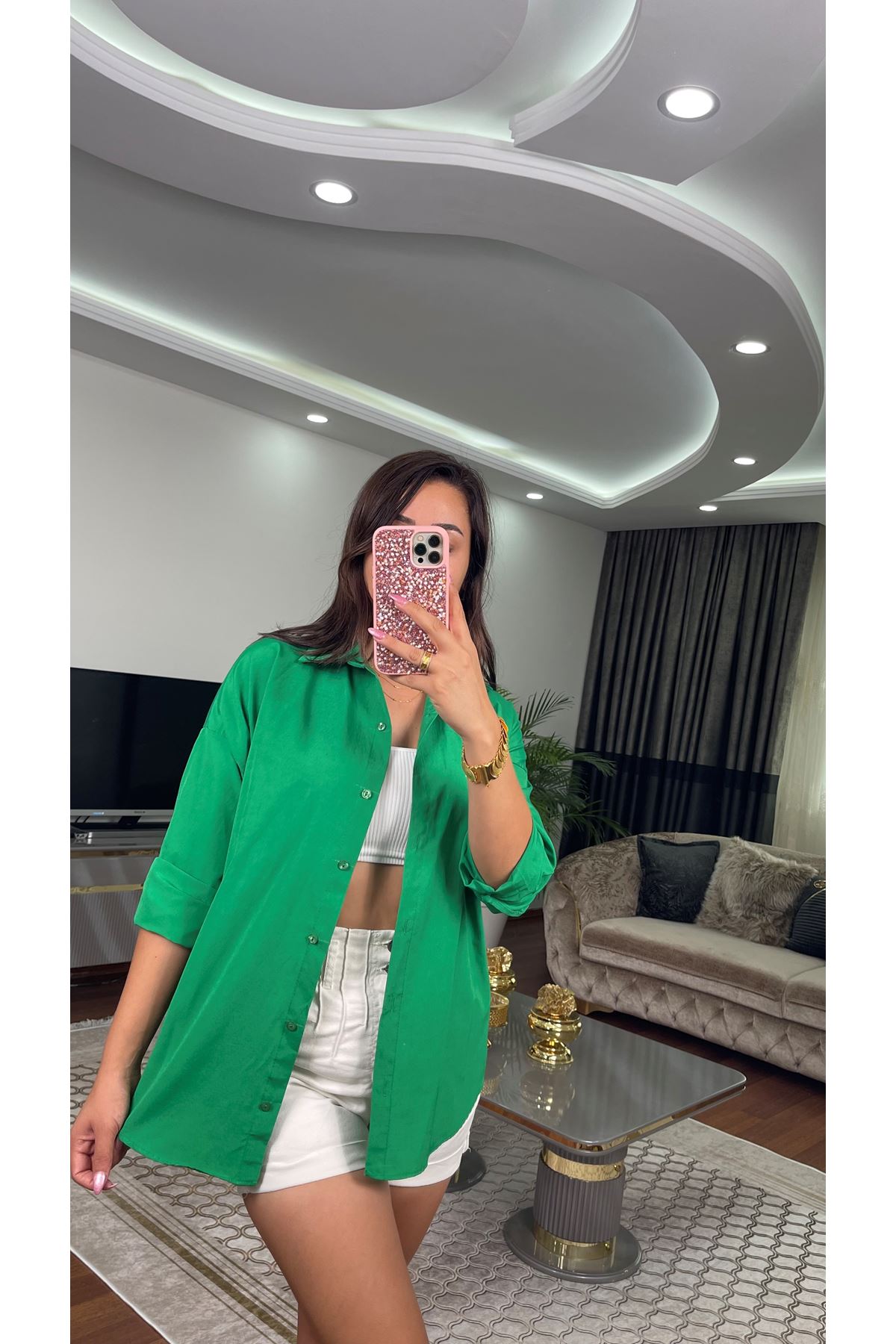 terikoton gömlek-yeşil