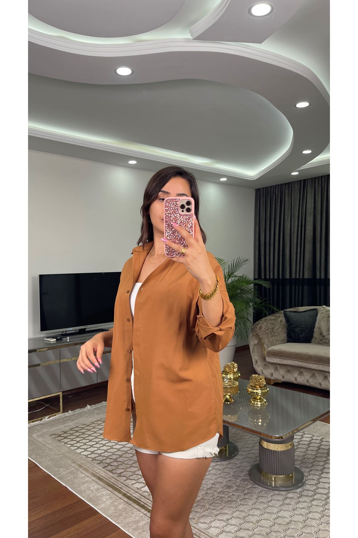 terikoton gömlek-camel