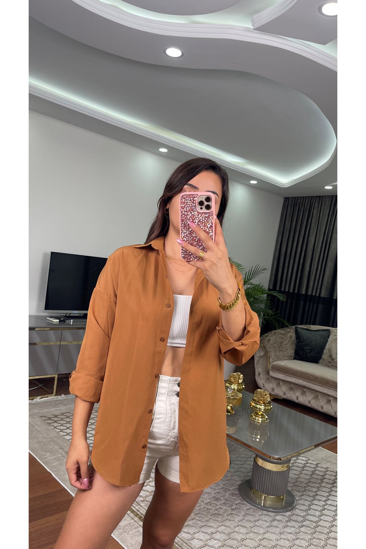 terikoton gömlek-camel