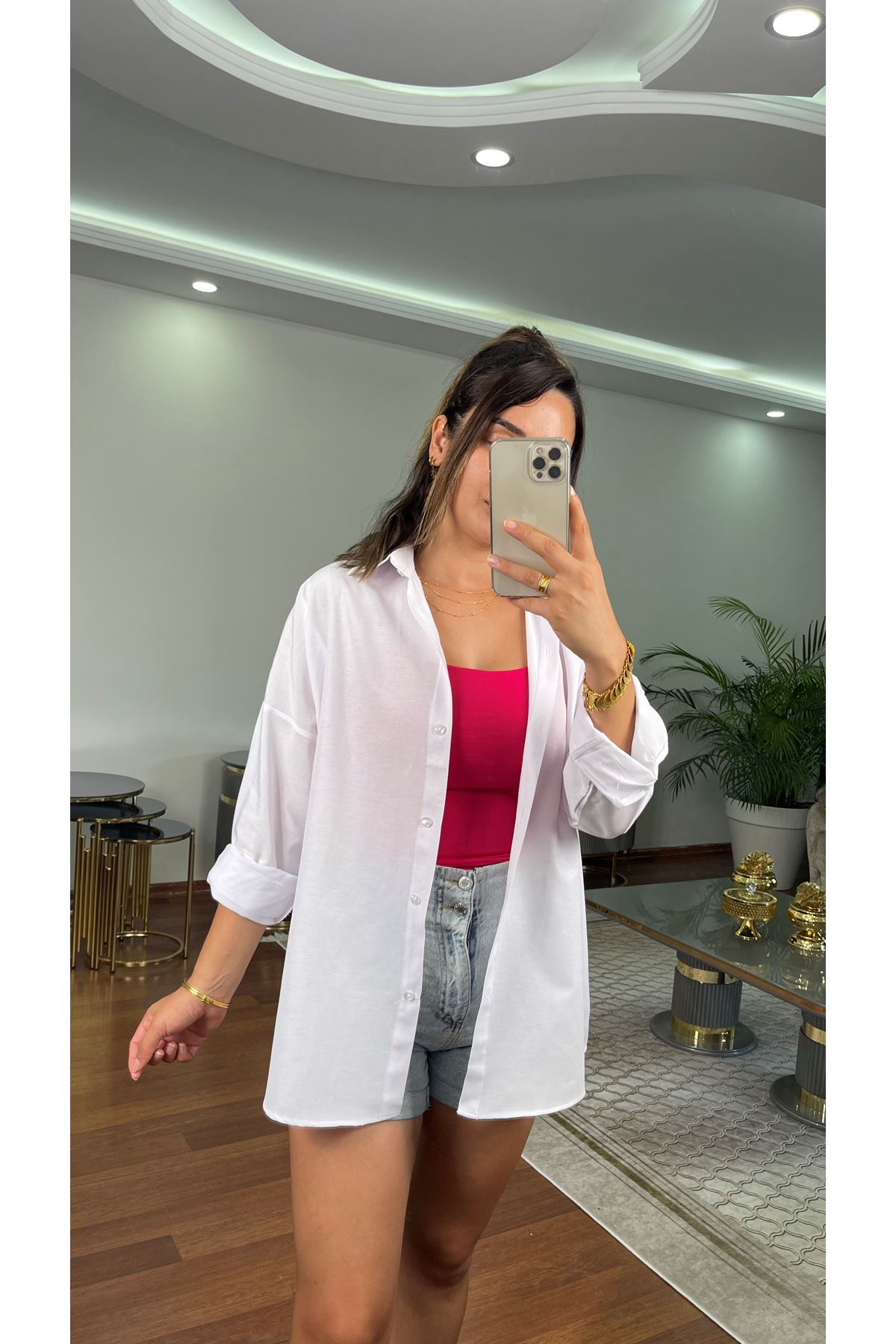 terikoton gömlek- beyaz