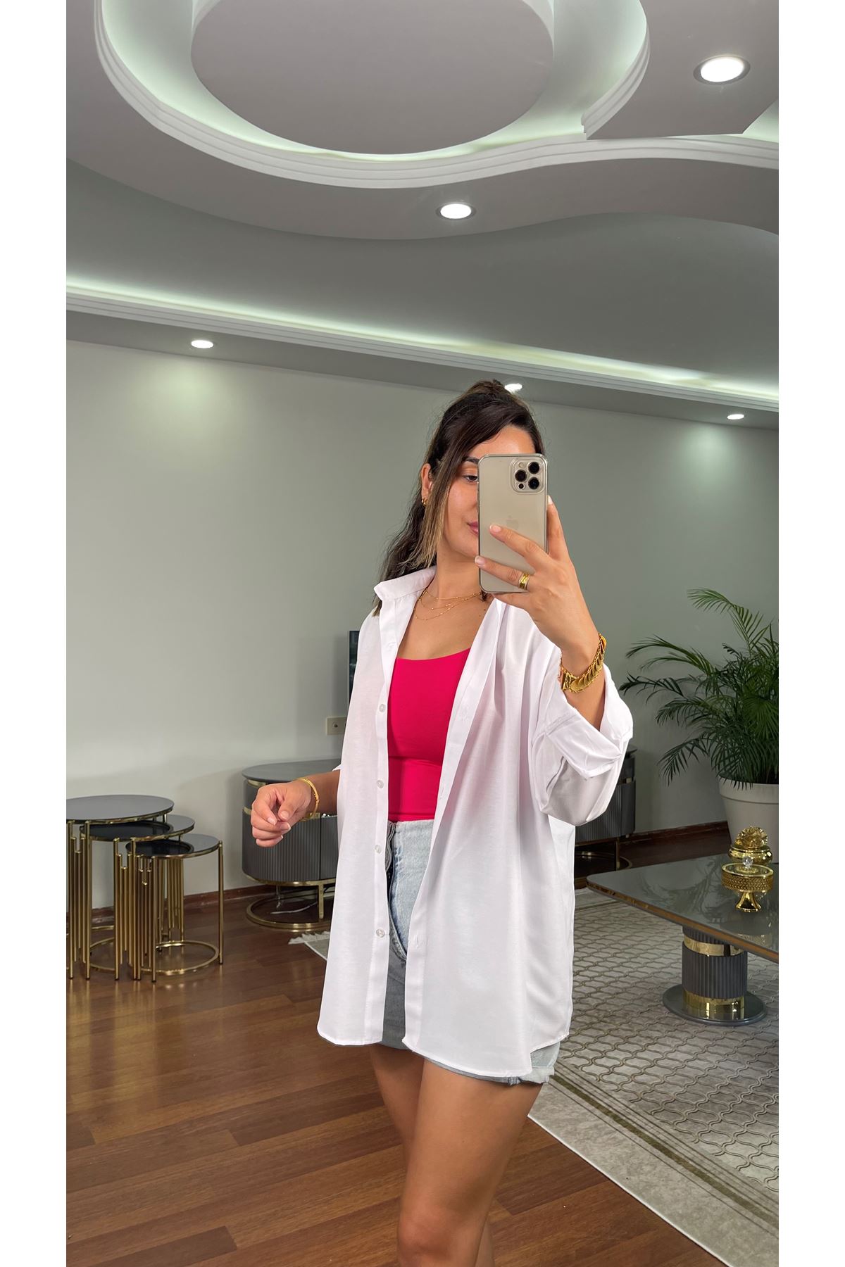 terikoton gömlek- beyaz