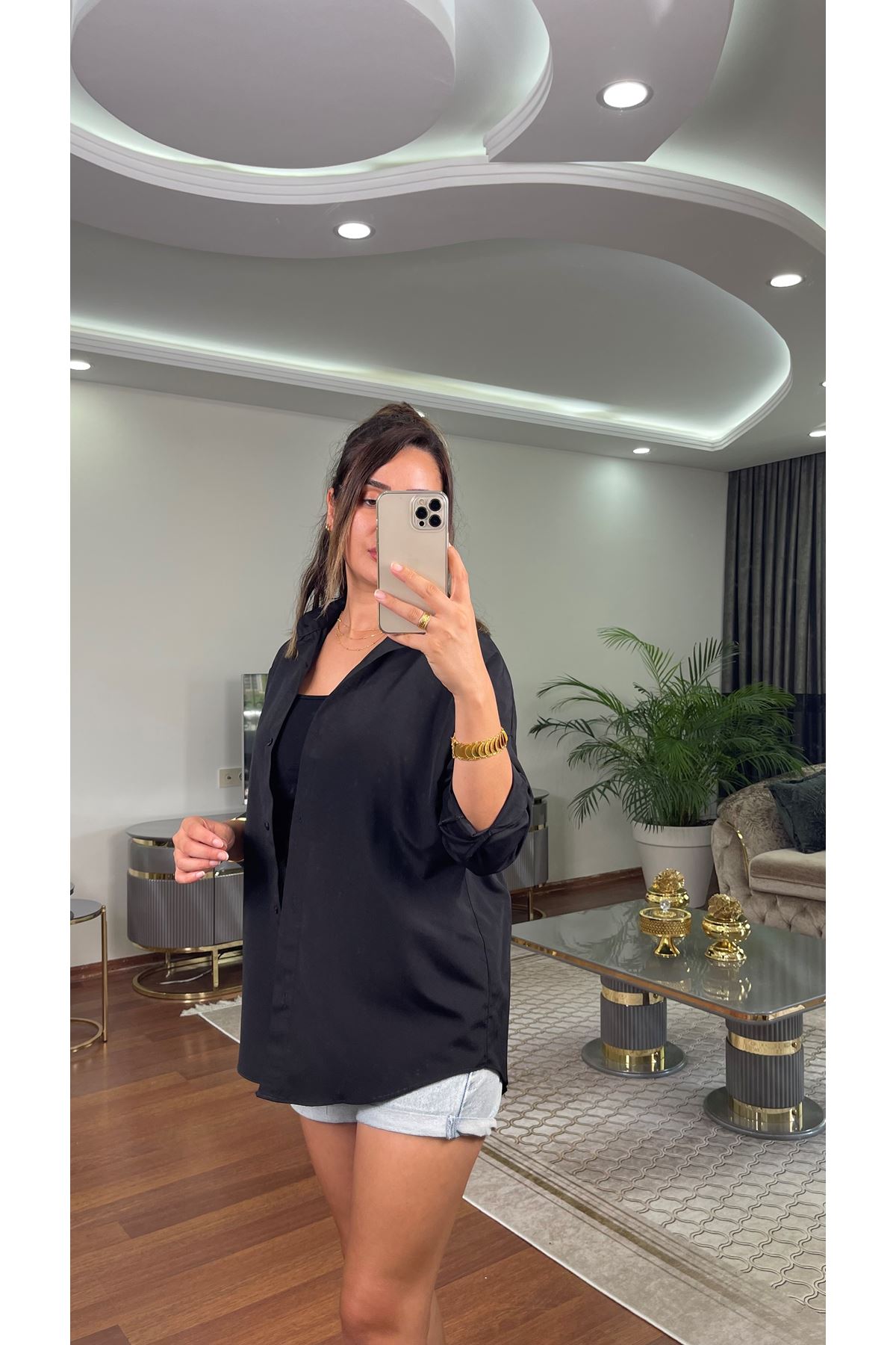 terikoton gömlek- siyah