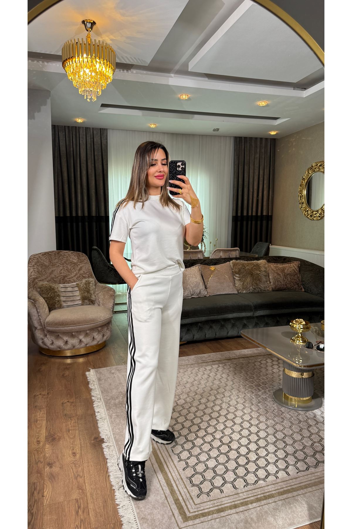 oysho bisiklet yaka çizgili takım-beyaz