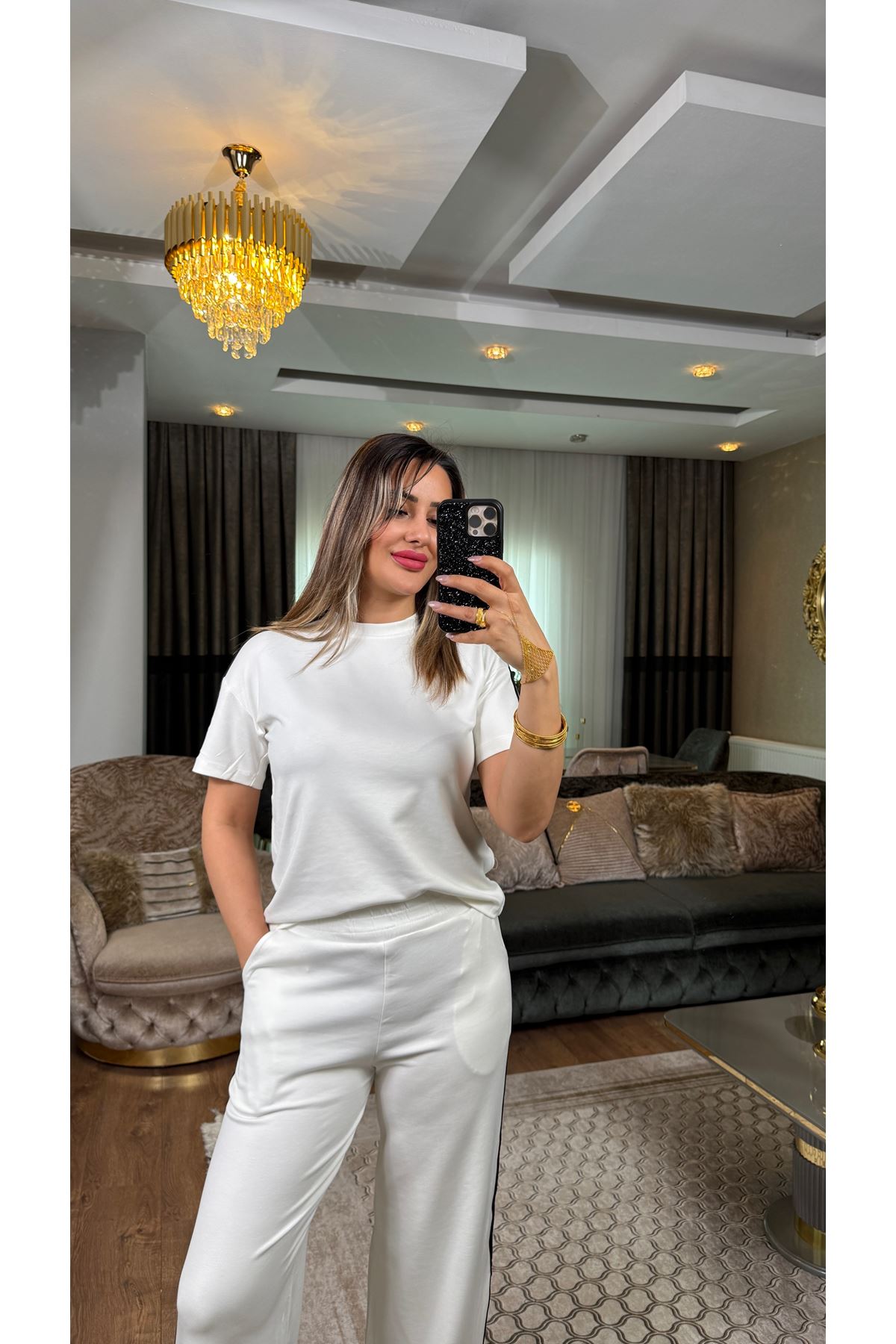 oysho bisiklet yaka çizgili takım-beyaz