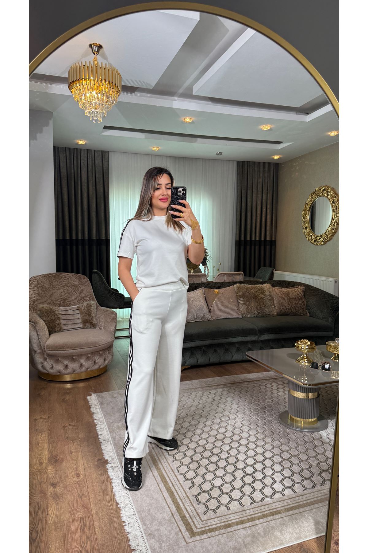 oysho bisiklet yaka çizgili takım-beyaz