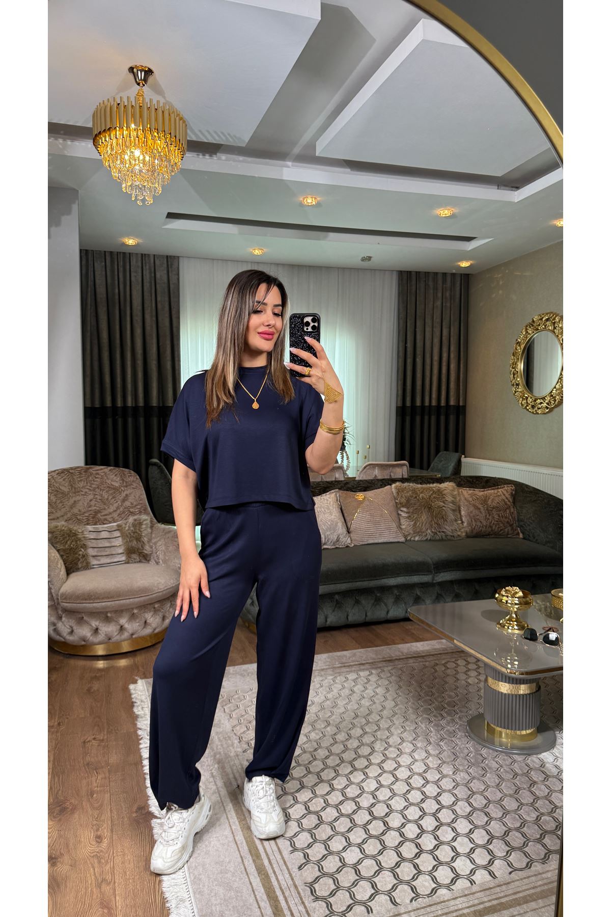 oysho bilek detay bisiklet yaka takım-lacivert