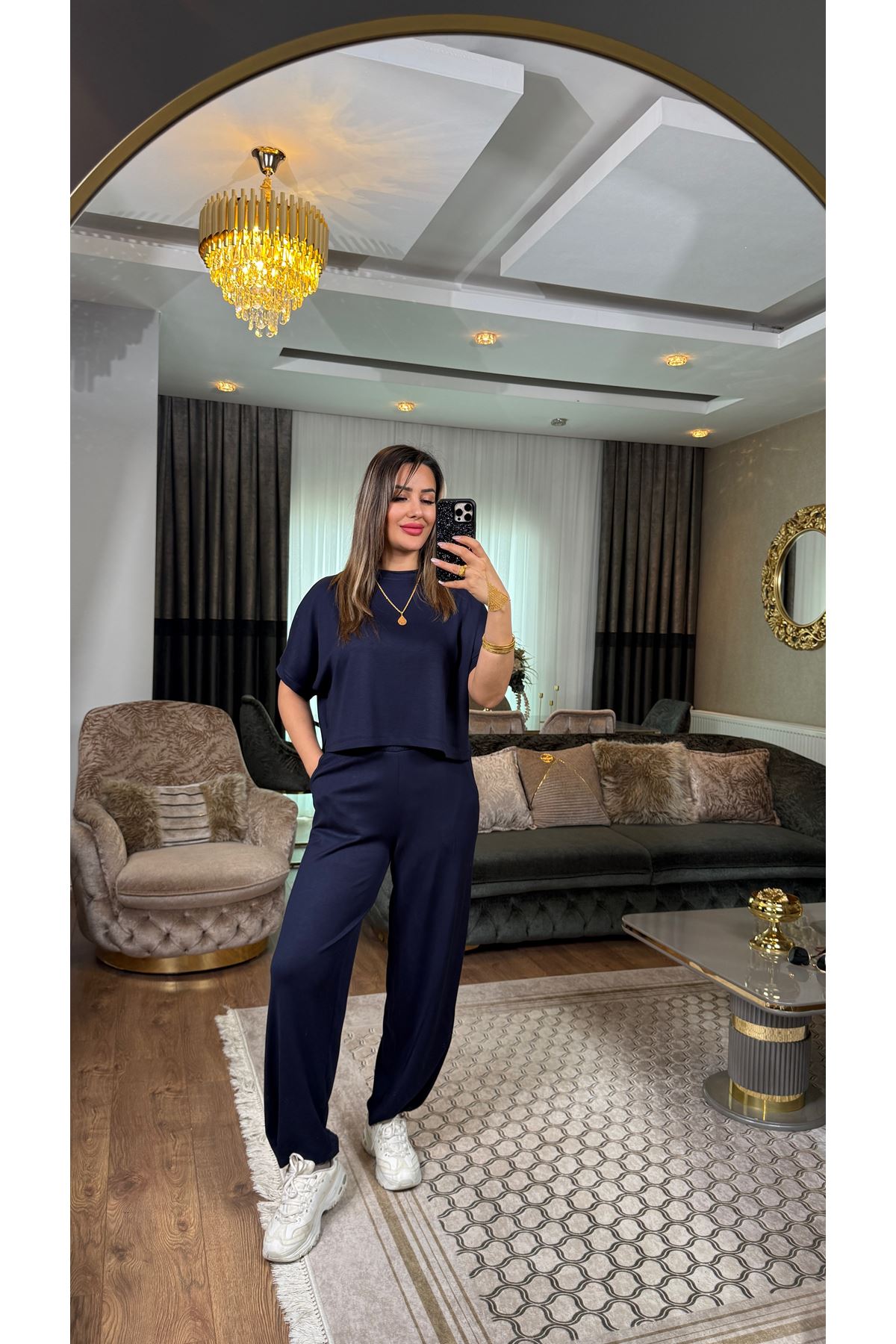 oysho bilek detay bisiklet yaka takım-lacivert