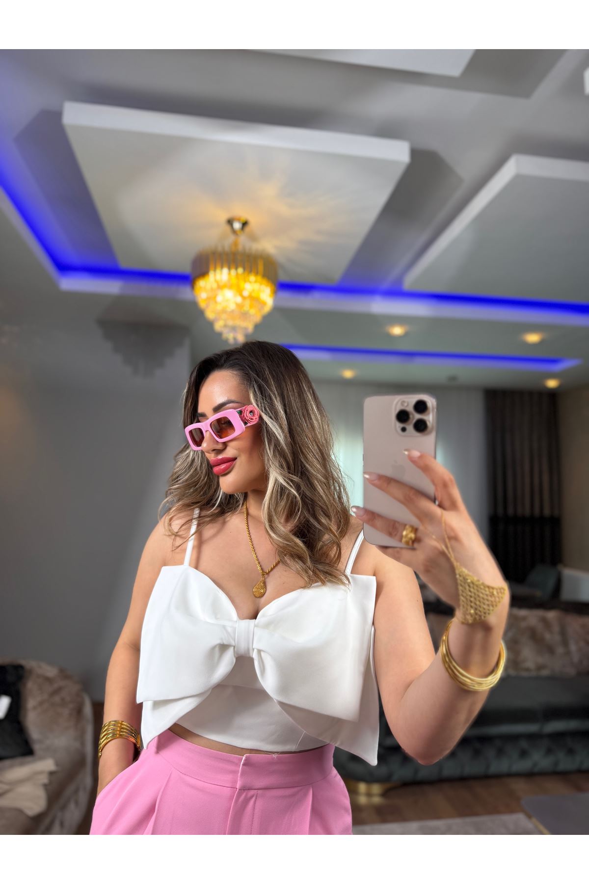 miss cix önü fiyonklu bluz-beyaz