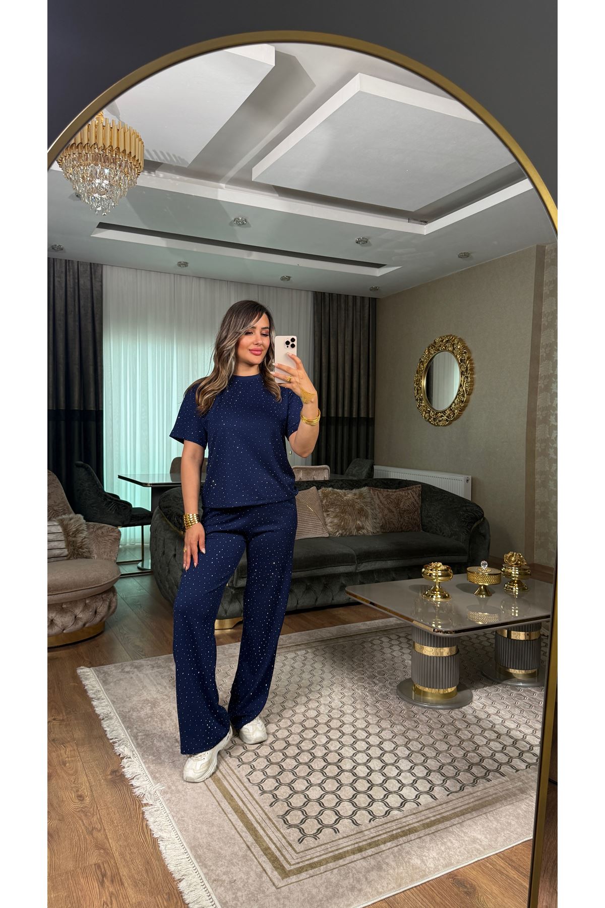 oysho taşlı basic kadın ikili takım-lacivert