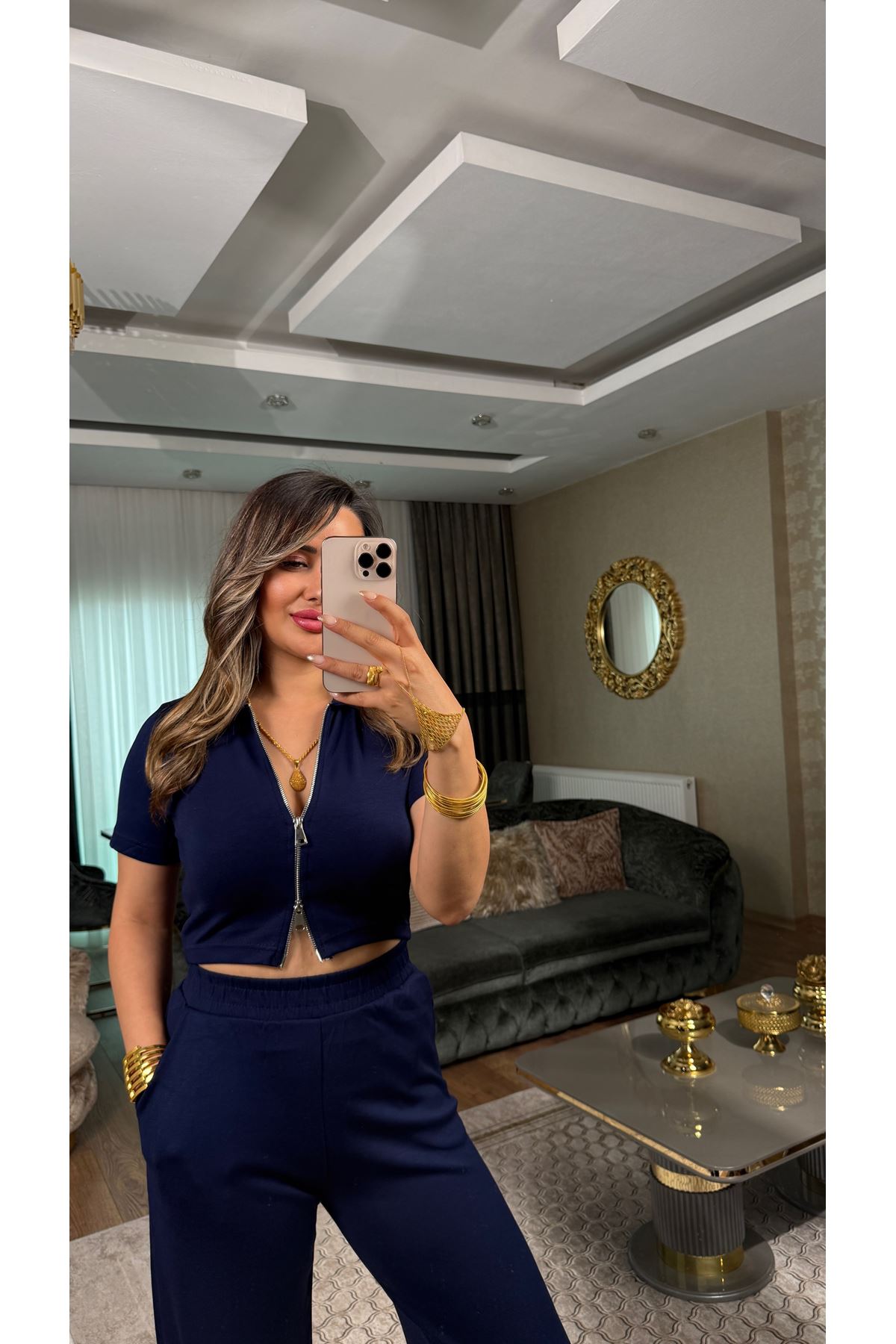 oysho çift fermuar kadın ikili takım-lacivert