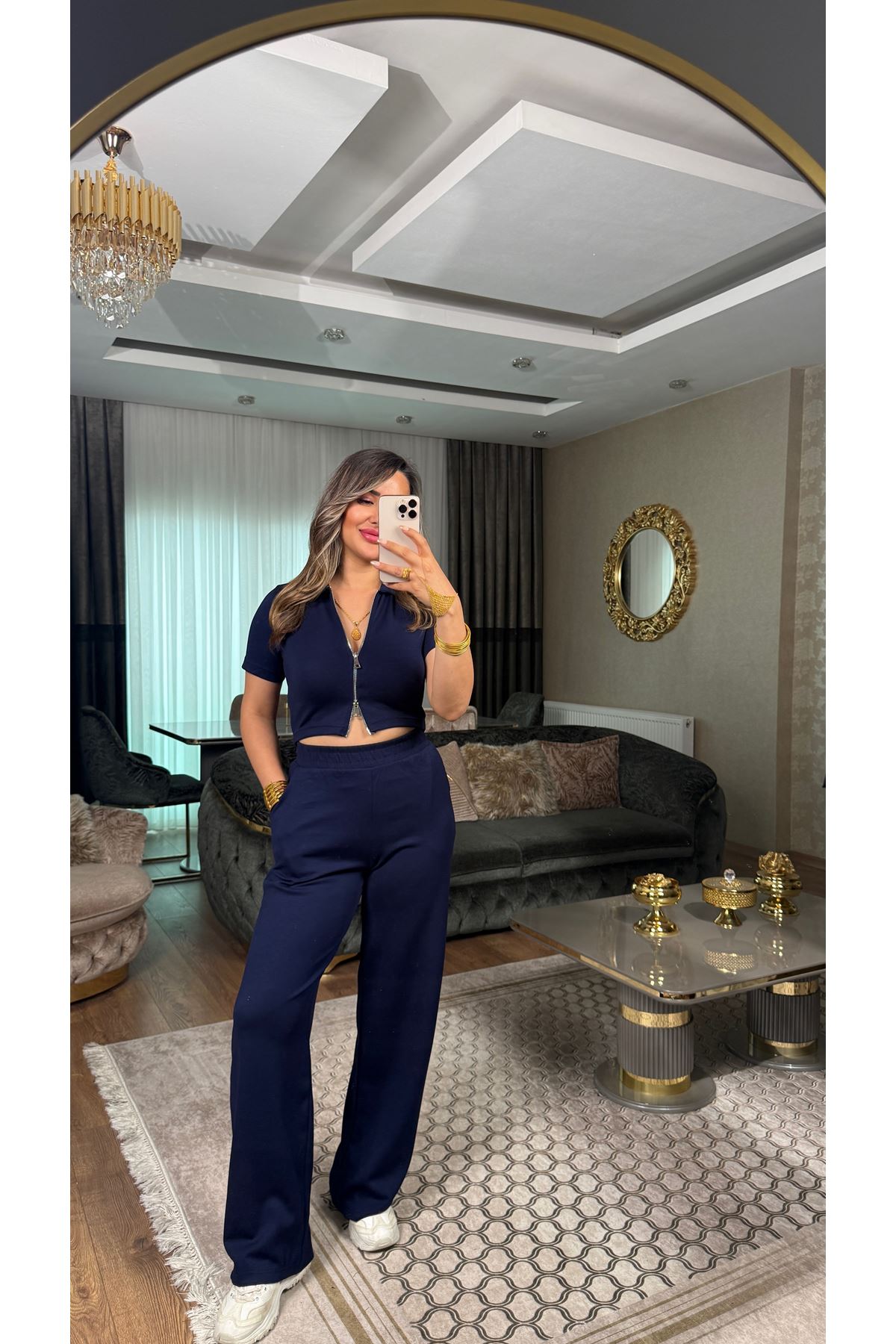 oysho çift fermuar kadın ikili takım-lacivert