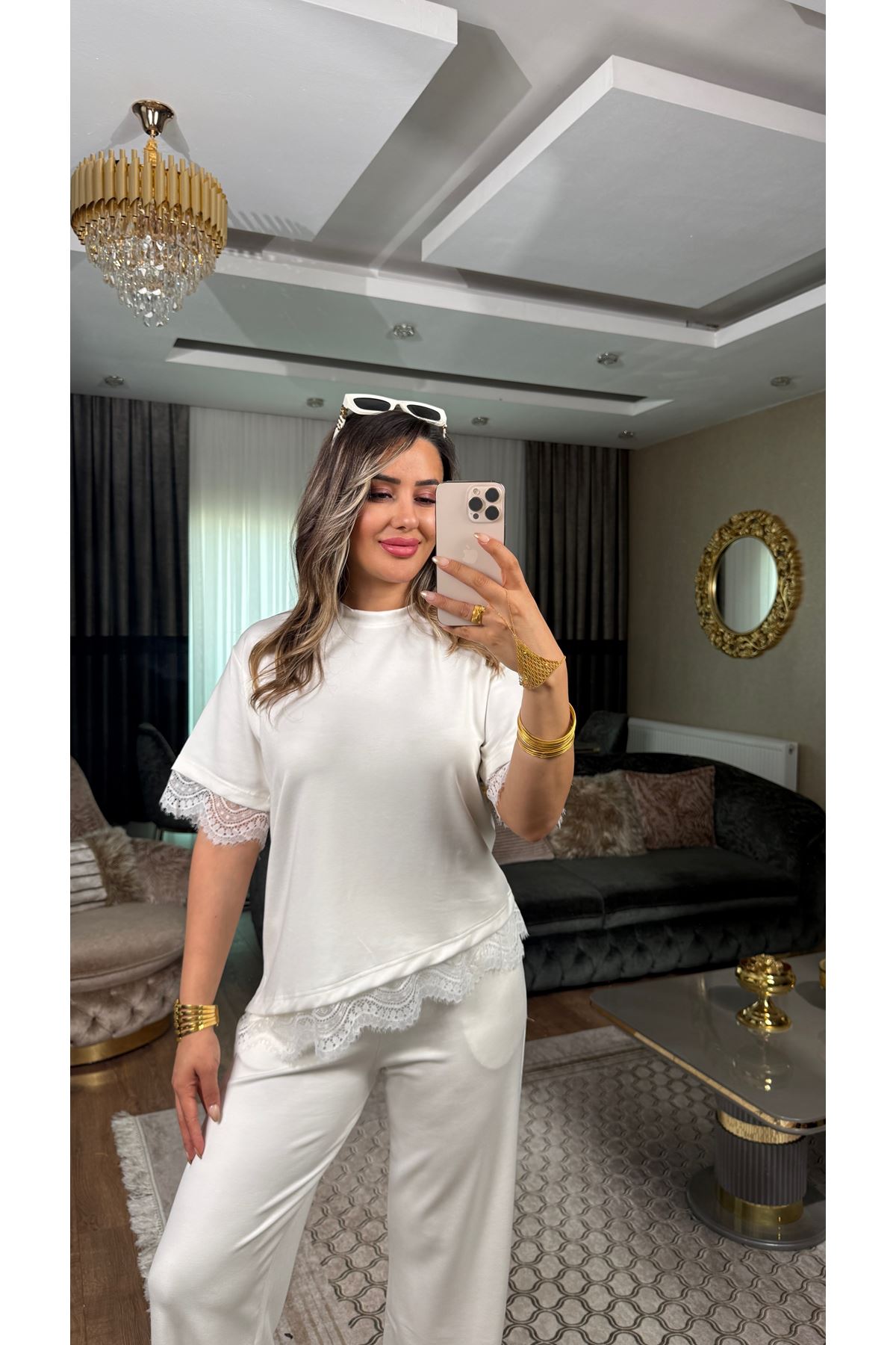 oysho dantel detay kadın ikili takım-ekru