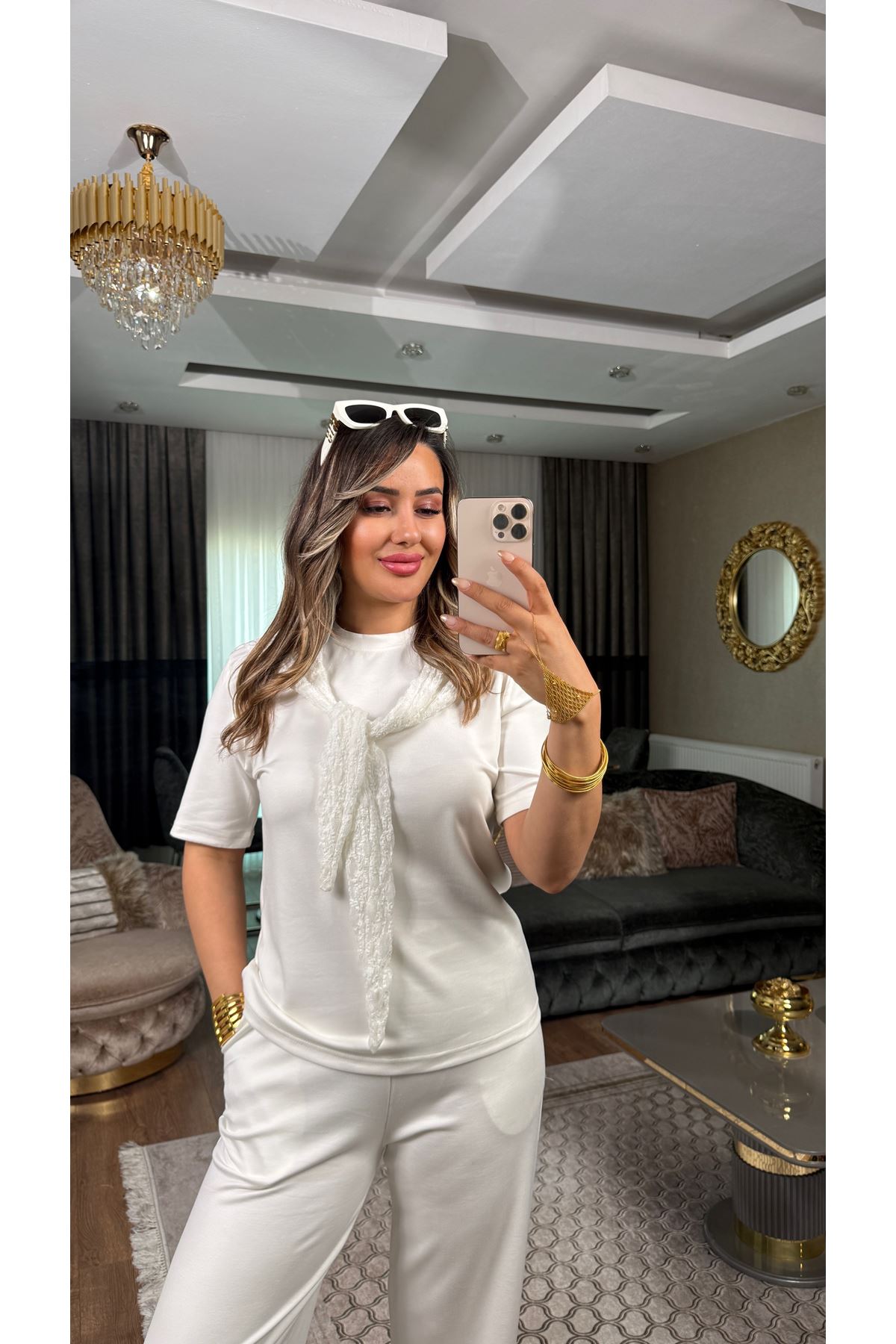 oysho dantel bağlamalı kadın ikili takım-ekru