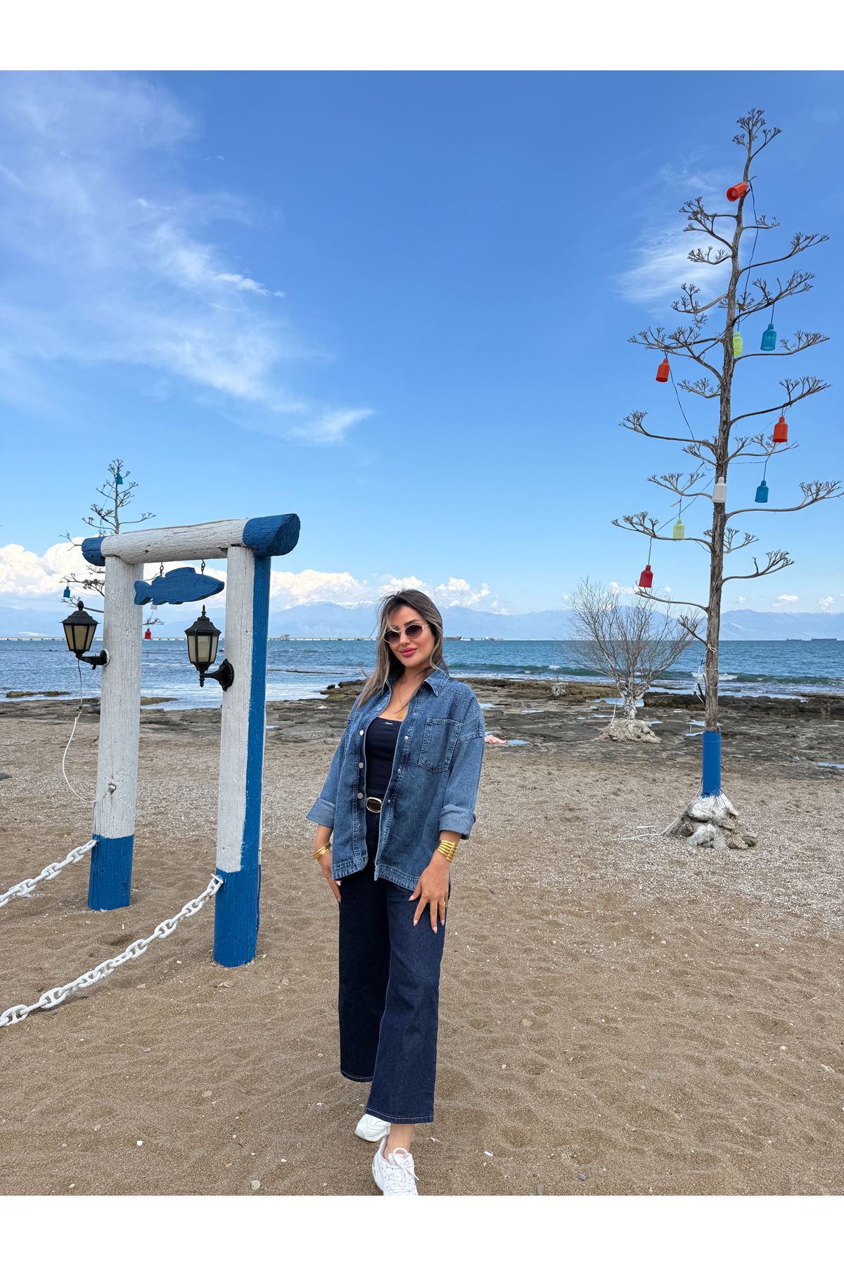 taşlı kot ceket-lacivert