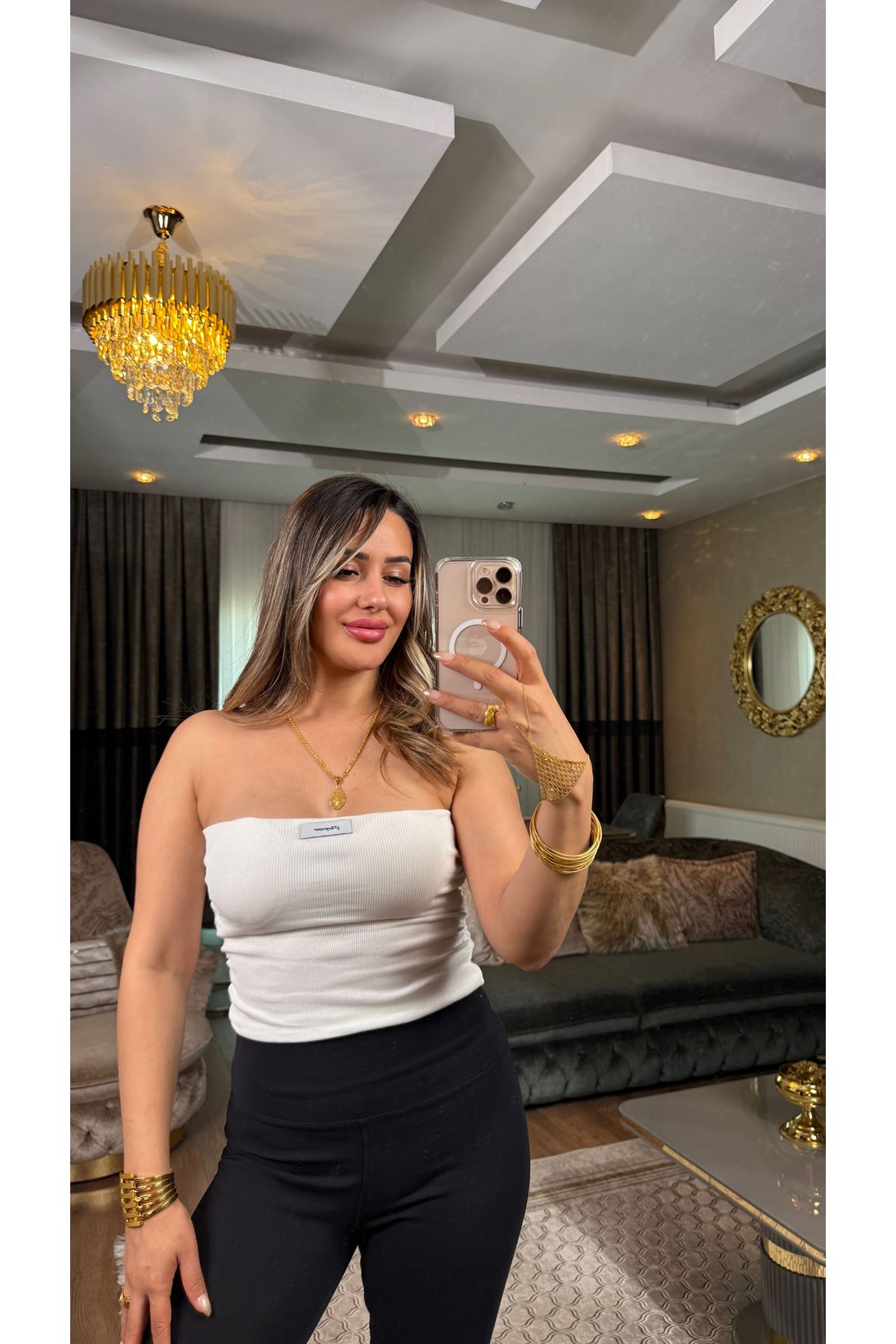 pedli yanı büzgülü crop-ekru