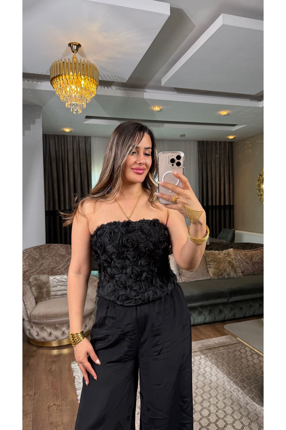 miss cix gül işlemeli arkadan bağlamalı büstiyer-siyah