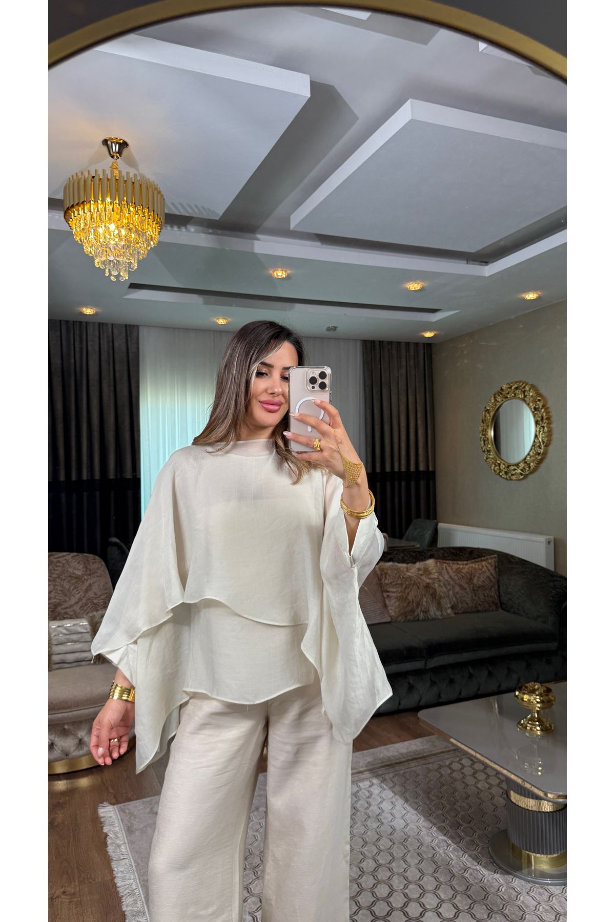 msperry uçuşan pelerin bluz-taş