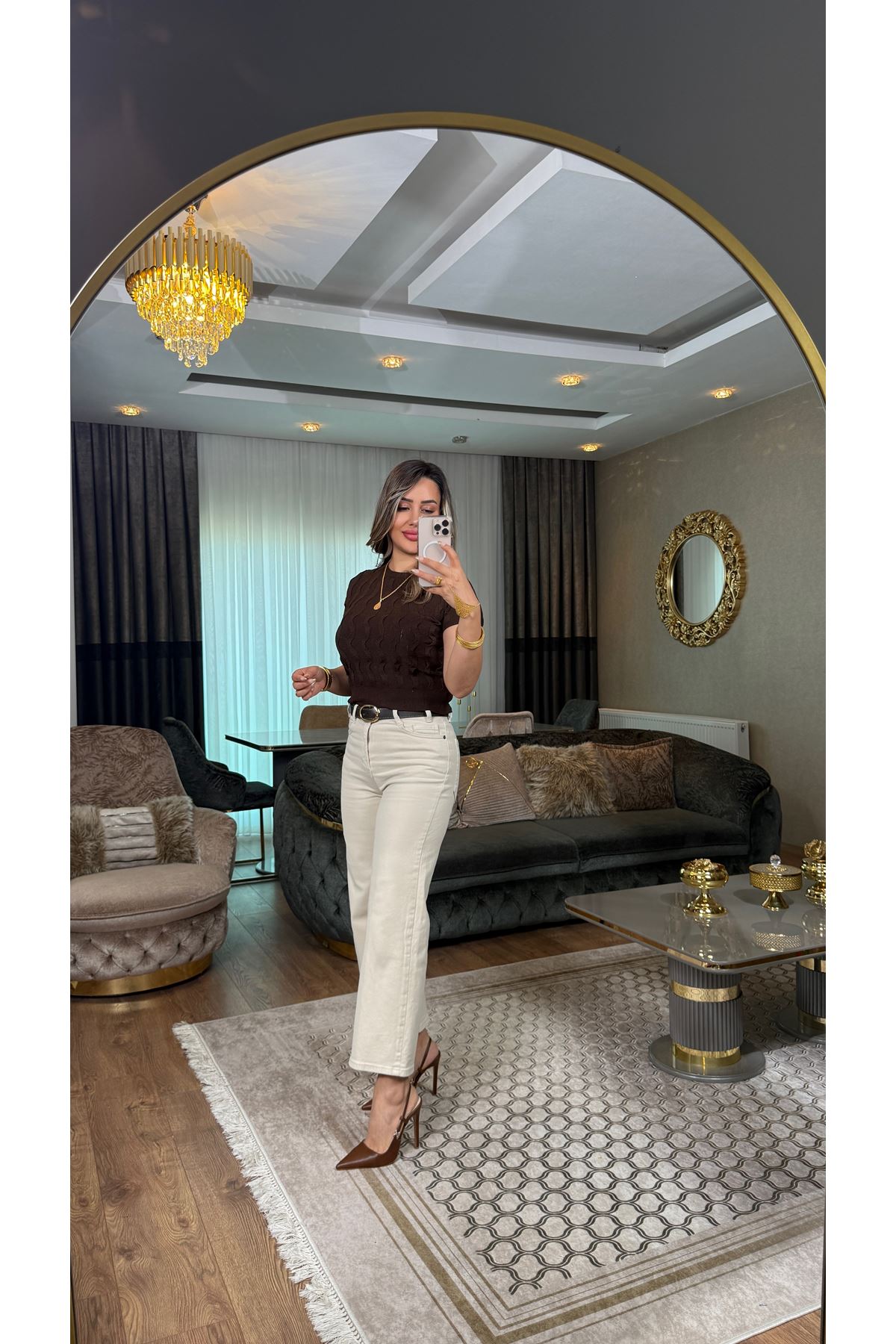 kemerli midi boy jean-bej