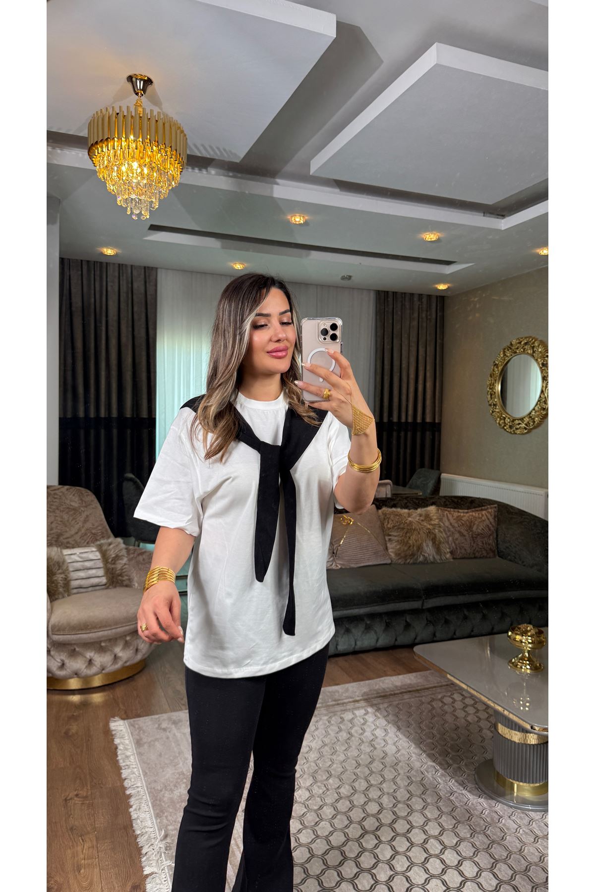 bağlamalı tişört-siyah