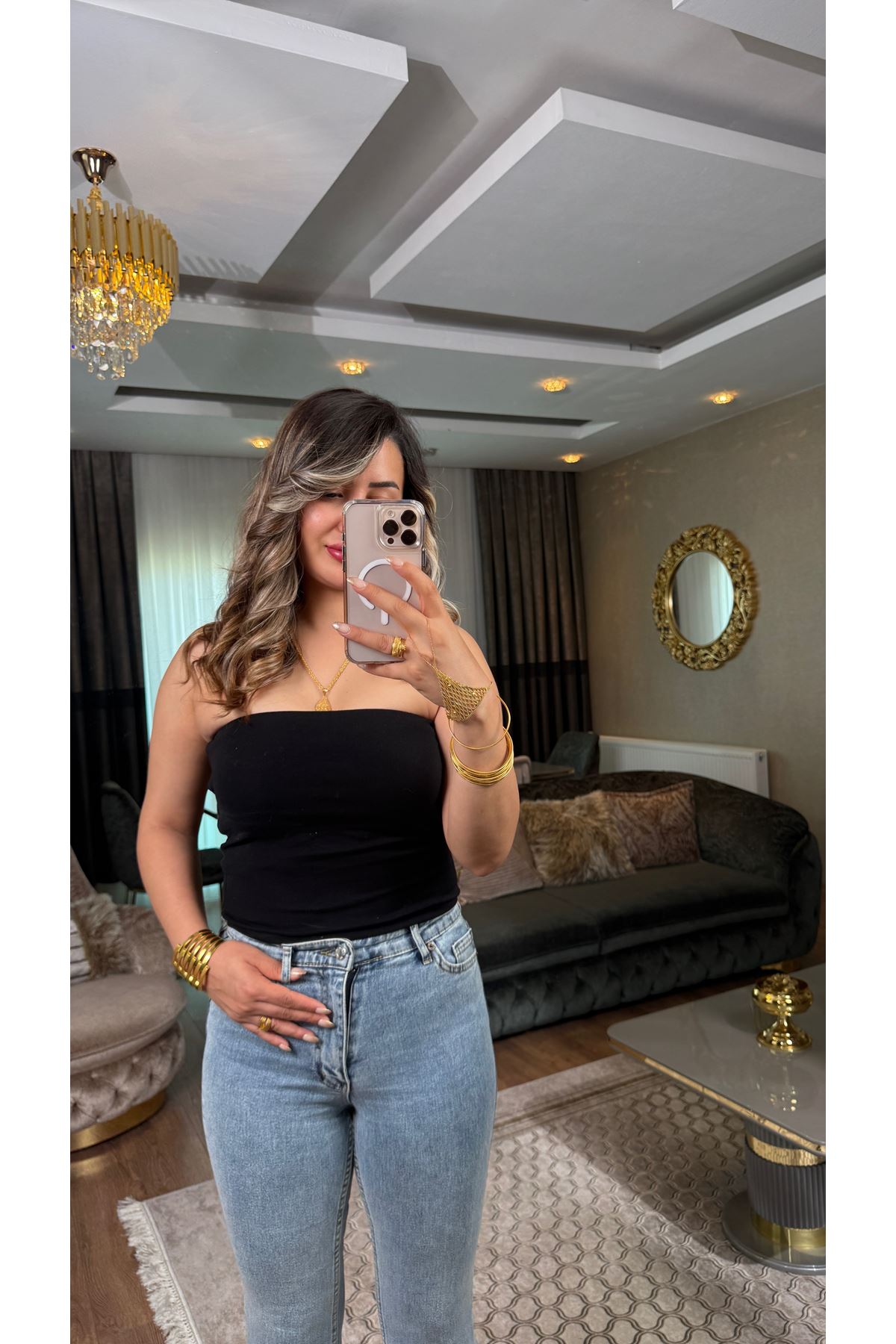 Dilvin straplez crop-siyah