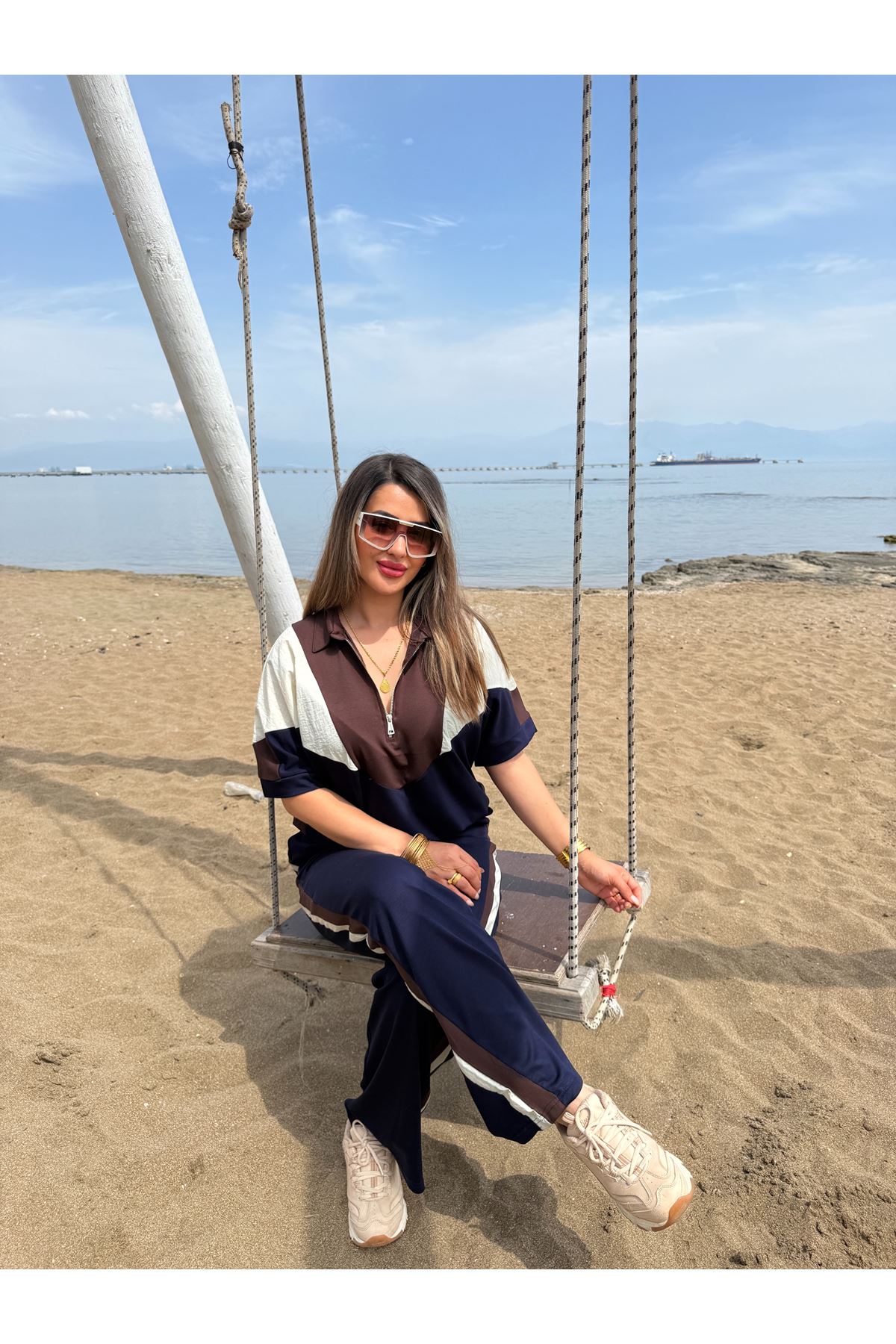 paraşüt detay fermuarlı takım-lacikahve