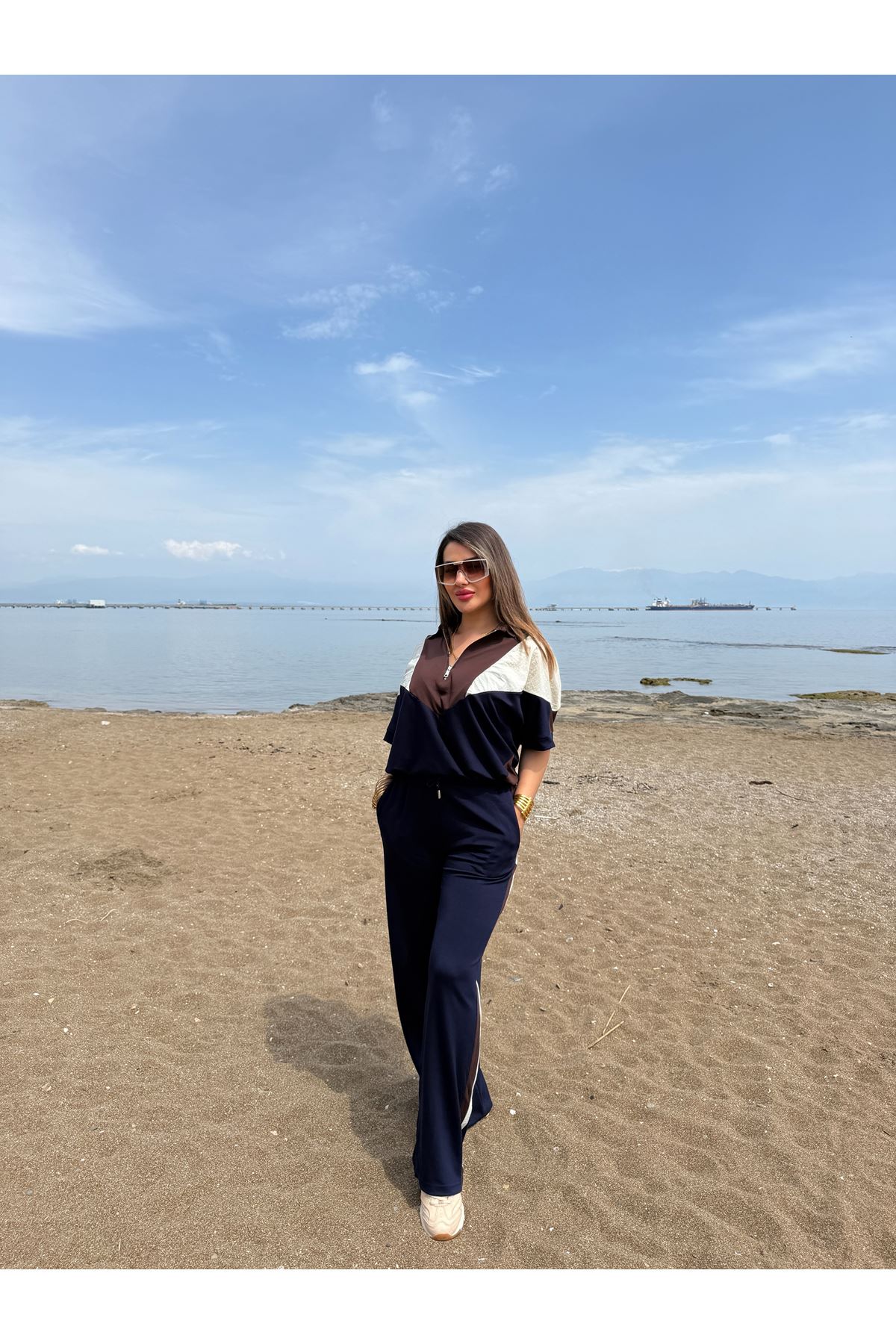 paraşüt detay fermuarlı takım-lacikahve