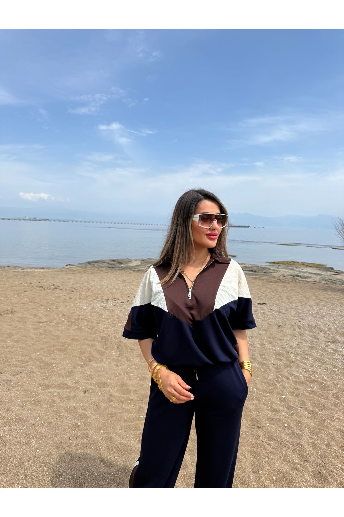 paraşüt detay fermuarlı takım-lacikahve