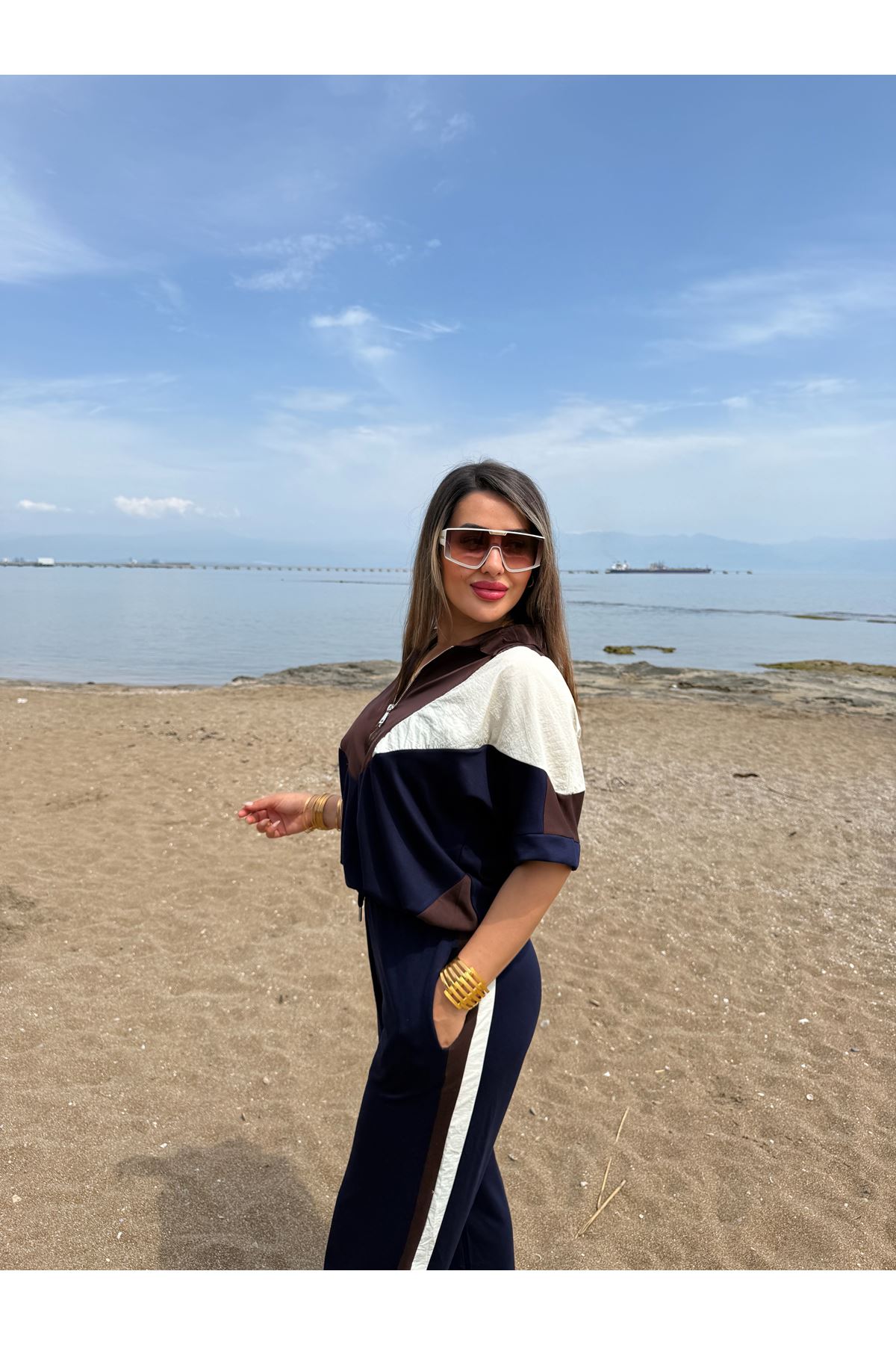 paraşüt detay fermuarlı takım-lacikahve