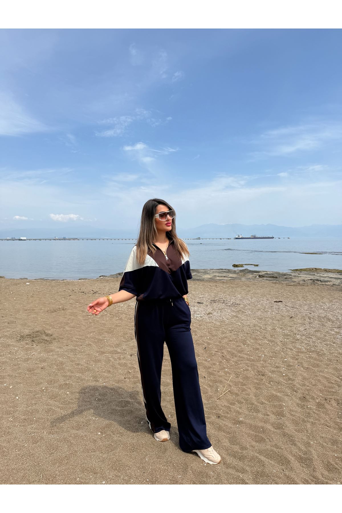 paraşüt detay fermuarlı takım-lacikahve