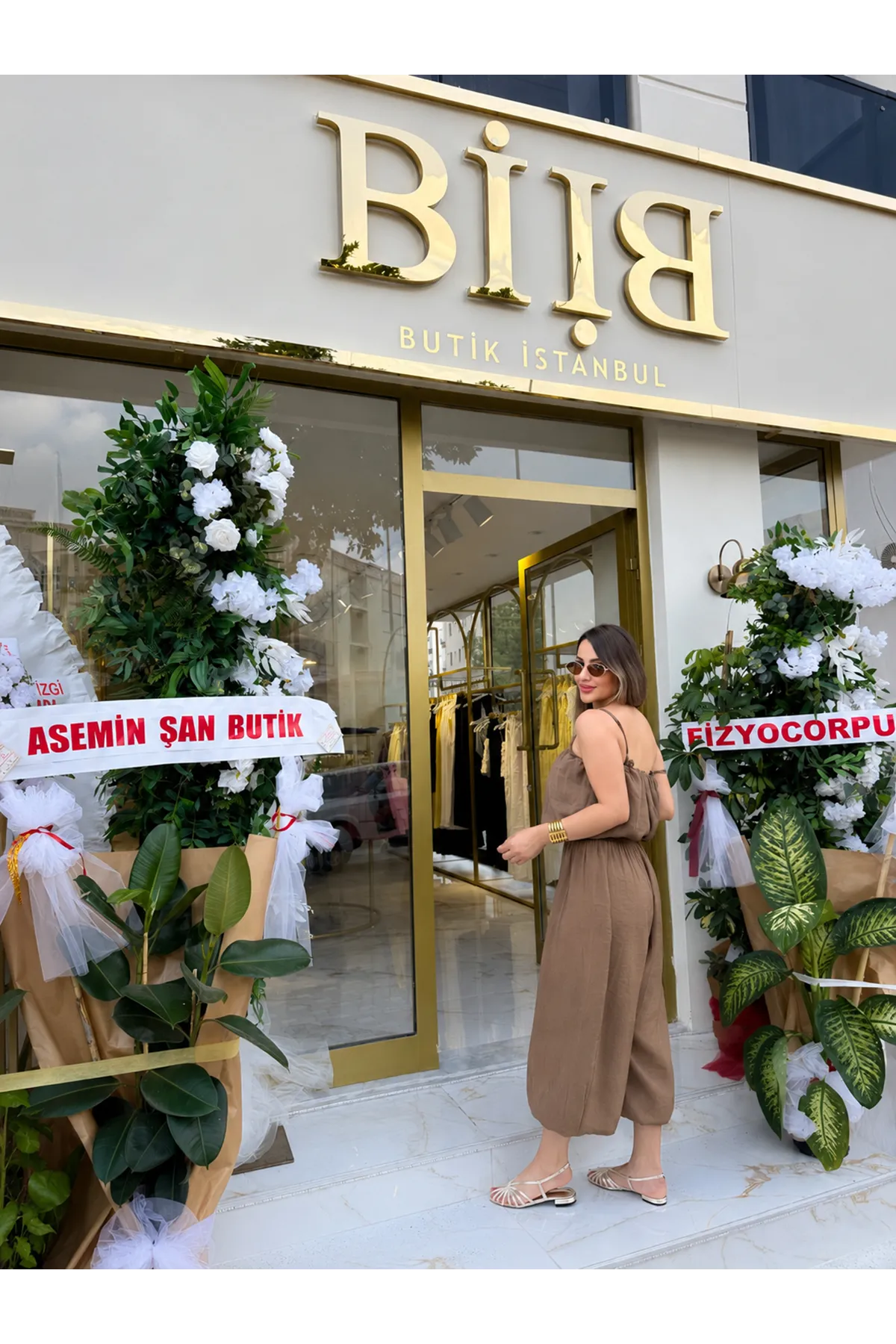askılı balon bluz şalvar pantolon ikili takım-acıkahve