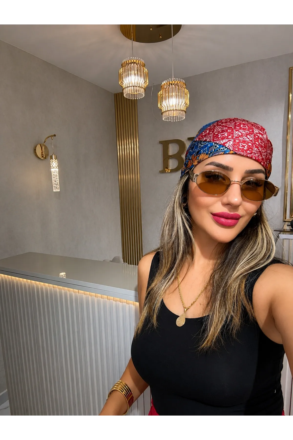 çiçek desenli bandana-renkli