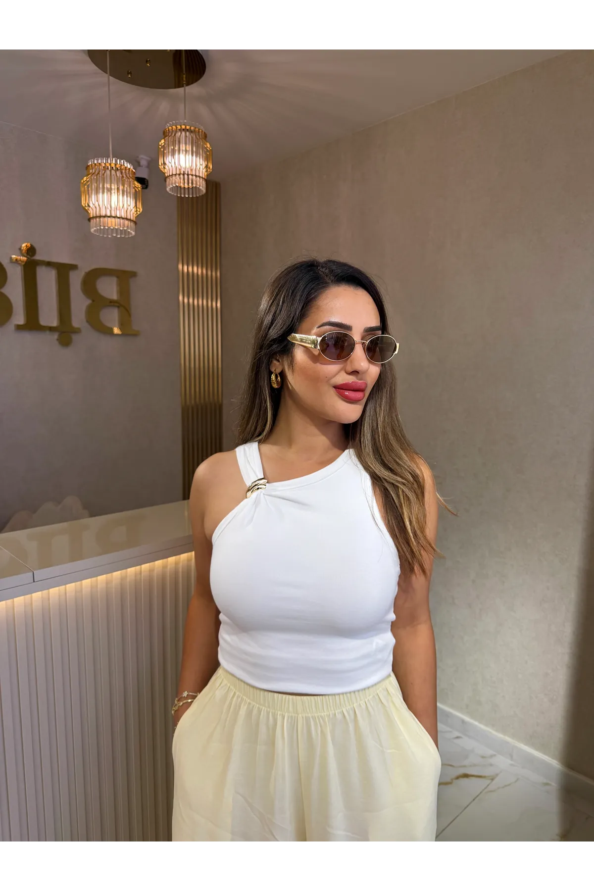 dilvin toka detaylı bra-free(pedli) bluz-ekru