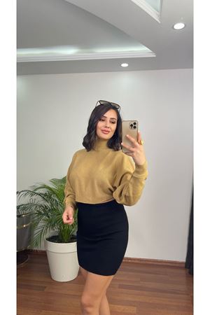 yarasa kol triko crop- hardal