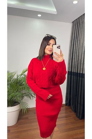 ÖRME İKİLİ TAKIM-KIRMIZI