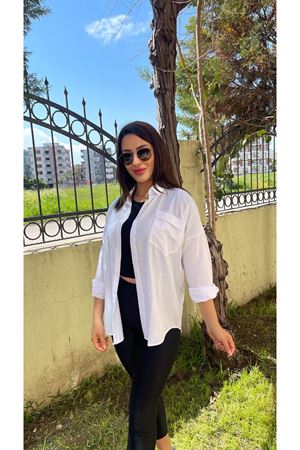 TERİKOTON CEPLİ GÖMLEK-BEYAZ