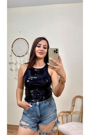 PAYETLİ ATLET-SİYAH