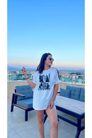 BASKILI TSHIRT- BEYAZ