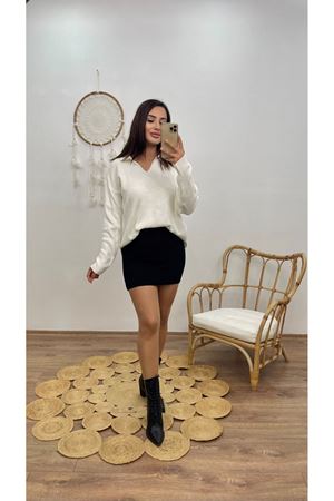 polo yaka kazak- beyaz