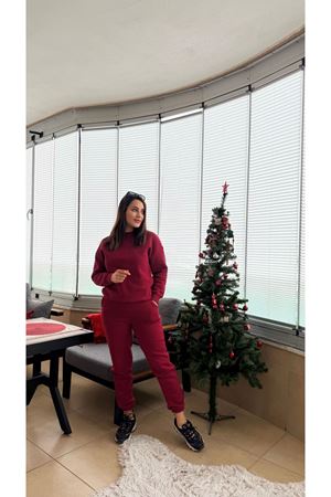 BİSİKLET YAKA 3 İPLİK TAKIM -Bordo