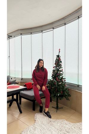 BİSİKLET YAKA 3 İPLİK TAKIM -Bordo