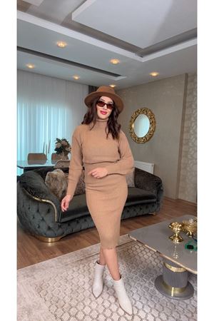 ETEKLİ TRİKO TAKIM-CAMEL