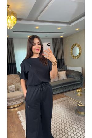 pamuklu eşofman takımı-siyah