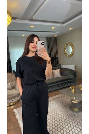 pamuklu eşofman takımı-siyah