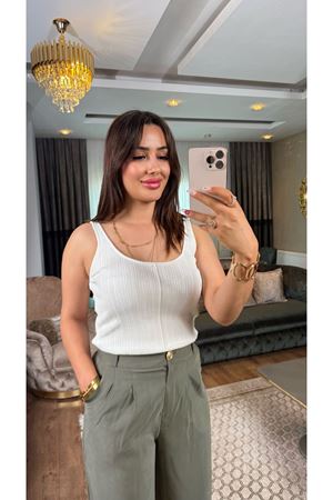 dilvin fitilli triko bluz-beyaz