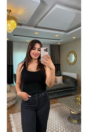 dilvin fitilli triko bluz-siyah