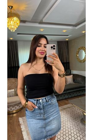 dilvin straplez crop-siyah