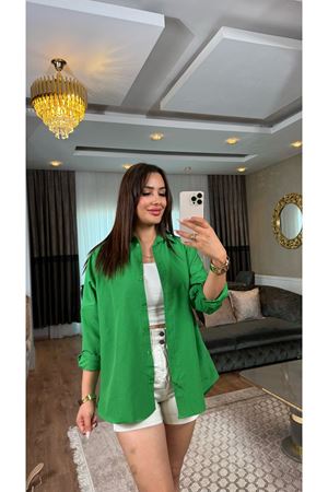 poplin salaş gömlek-yeşil