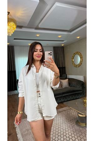 poplin salaş gömlek-beyaz