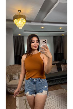 dilvin askılı bluz-kiremit